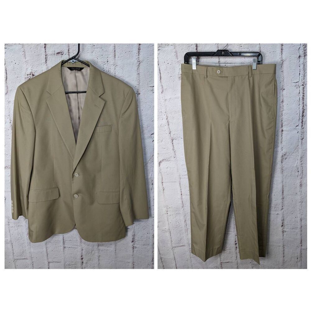 Jos. A. Bank Mens‎ Suit 2 Piece Beige Tan Blazer 40R Pants 34x28